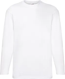 Fruit of the Loom Value Weight Longsleeves T-shirt in White, voorkant