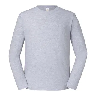 Fruit of the Loom T-shirt Iconic 195 met lange mouwen in Heather Grey, voorkant