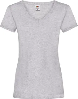 Fruit of the Loom Lady-Fit Valueweight V-neck T-shirt in Heather Grey, voorkant