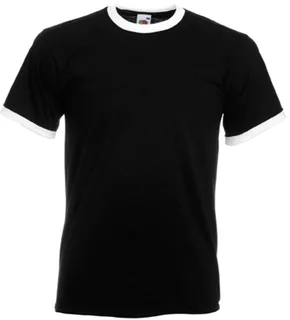 Fruit of the Loom Valueweight Ringer T in Black / White, voorkant