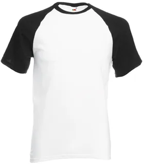 Fruit of the Loom Valueweight Baseball T met korte mouwen in White / Black, voorkant
