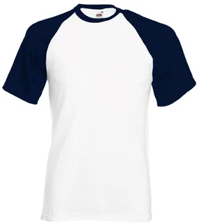 Fruit of the Loom Valueweight Baseball T met korte mouwen in White / Deep Navy, voorkant