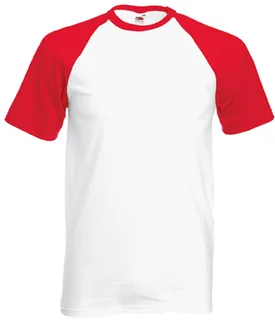 Fruit of the Loom Valueweight Baseball T met korte mouwen in White / Red, voorkant