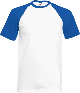 Fruit of the Loom Valueweight Baseball T met korte mouwen in White / Royal Blue, voorkant