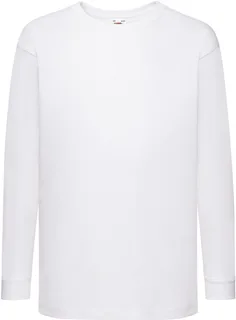 Fruit of the Loom Valueweight kids' long-sleeved T-shirt in White, voorkant
