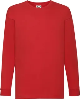 Fruit of the Loom Valueweight kids' long-sleeved T-shirt in Red, voorkant