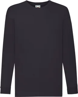 Fruit of the Loom Valueweight kids' long-sleeved T-shirt in Deep Navy, voorkant