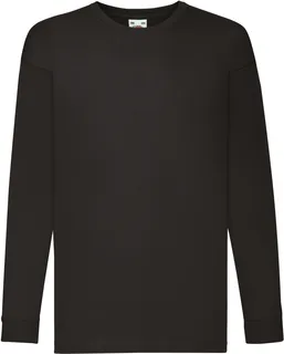Fruit of the Loom Valueweight kids' long-sleeved T-shirt in Black, voorkant