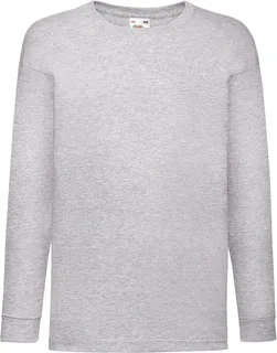 Fruit of the Loom Valueweight kids' long-sleeved T-shirt in Heather Grey, voorkant