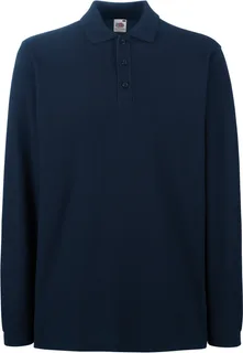 Fruit of the Loom Premium polo met lange mouwen in Deep Navy, voorkant