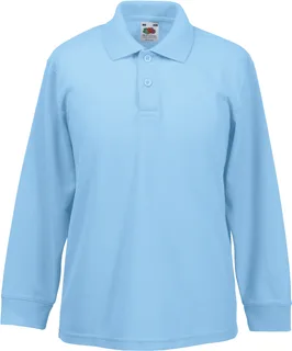 Fruit of the Loom 65/35 Polo met lange mouwen in Sky Blue, voorkant