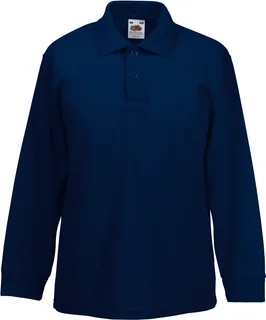 Fruit of the Loom 65/35 Polo met lange mouwen in Deep Navy, voorkant