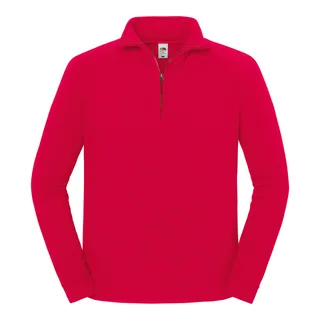 Fruit of the Loom Iconic premium herensweater met ritskraag in Red, voorkant