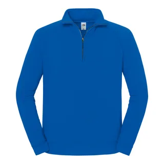 Fruit of the Loom Iconic premium herensweater met ritskraag in Royal Blue, voorkant