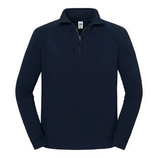 Fruit of the Loom Iconic premium herensweater met ritskraag in Deep Navy, voorkant