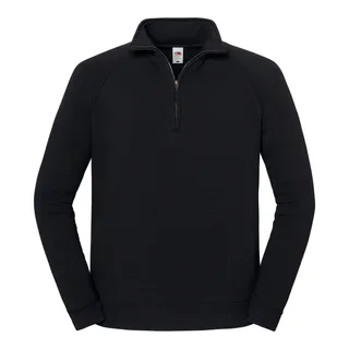 Fruit of the Loom Iconic premium herensweater met ritskraag in Black, voorkant
