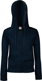 Fruit of the Loom Lady-Fit hoodievest in Deep Navy, voorkant