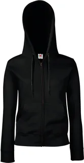 Fruit of the Loom Lady-Fit hoodievest in Black, voorkant