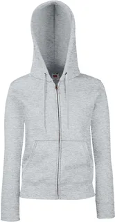 Fruit of the Loom Lady-Fit hoodievest in Heather Grey, voorkant