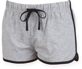 SF Clothing Dames retro short in Heather Grey / Black, voorkant