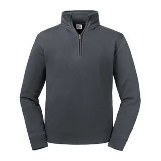 Russell Sweater met ritskraag Authentic in Convoy Grey, voorkant