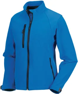 Russell Dames softshell jack in Azur Blue, voorkant