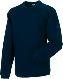 Russell Heavy Duty ronde hals sweater in French Navy, voorkant