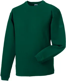 Russell Heavy Duty ronde hals sweater in Bottle Green, voorkant