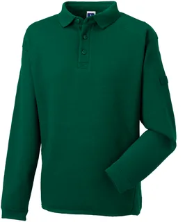 Russell Heavy Duty sweater met kraag in Bottle Green, voorkant
