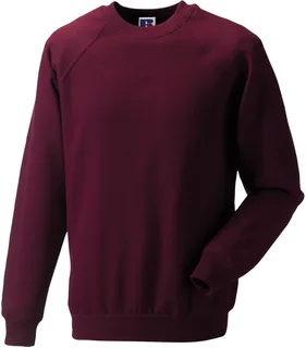 Russell Classic sweater met ronde hals in Burgundy, voorkant