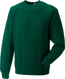 Russell Classic sweater met ronde hals in Bottle Green, voorkant