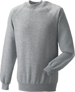 Russell Classic sweater met ronde hals in Light Oxford, voorkant