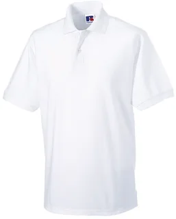Russell Hardwearing Polykatoenen Polo in White, voorkant