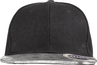 Result Headwear Bronx glitter snapbackpet met platte klep in Black / Silver, voorkant