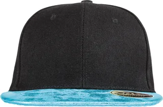 Result Headwear Bronx glitter snapbackpet met platte klep in Black / Turquoise, voorkant