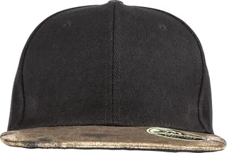 Result Headwear Bronx glitter snapbackpet met platte klep in Black / Gold, voorkant