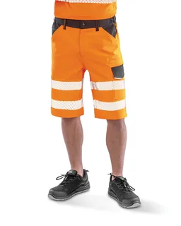 Result Safe-Guard gerecyclede stretch veiligheidsbermuda in Fluorescent Orange, voorkant