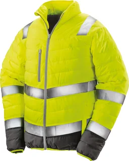 Result Safe Guard Zacht gewatteerd veiligheidsjack in Fluorescent Yellow / Grey, voorkant