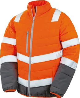 Result Safe Guard Zacht gewatteerd veiligheidsjack in Fluorescent Orange / Grey, voorkant