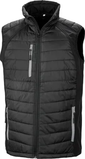 Result Recycled Black compass gewatteerde softshell bodywarmer in Black / Grey, voorkant