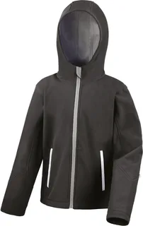 Result Kids Tx Performance Softshell met capuchon in Black / Grey, voorkant