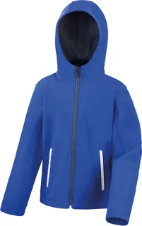 Result Kids Tx Performance Softshell met capuchon in Royal Blue / Navy, voorkant