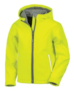 Result Kids Tx Performance Softshell met capuchon in Neon Yellow, voorkant