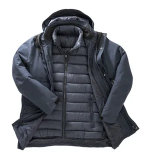 Result 3-in-1 recycled Ripstop down jacket in Navy, voorkant
