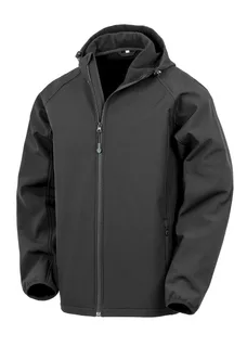 Result Recycled 3-laagse gerecycleerde softshell met capuchon voor heren in Black, voorkant