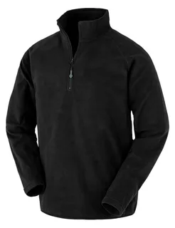 Result Recycled Gerecycled microfleece met ritskraag in Black, voorkant