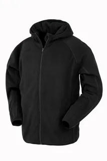 Result Recycled Hoodie made of recycled microfleece in Black, voorkant