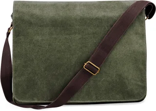 Quadra Vintage canvas schoudertas in Vintage Military Green, voorkant