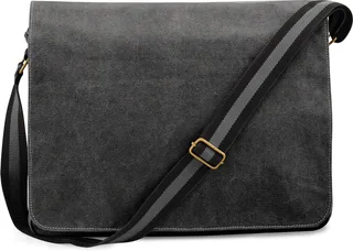 Quadra Vintage canvas schoudertas in Vintage Black, voorkant