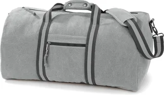 Quadra Vintage canvas weekend bag in Vintage Light Grey, voorkant
